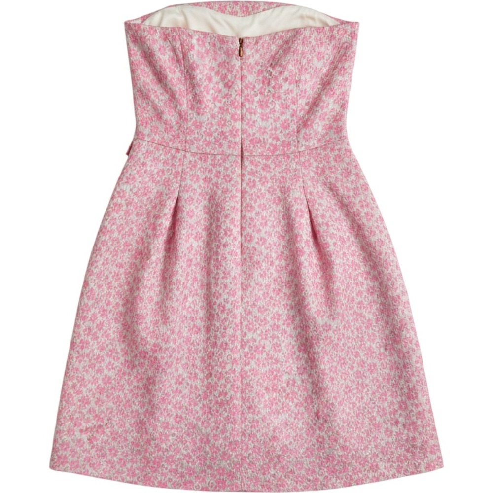 Lilly Pulitzer Sienna Strapless Jacquard Dress Y2K Hibiscus Pink Floral Size 12 - Picture 3 of 8